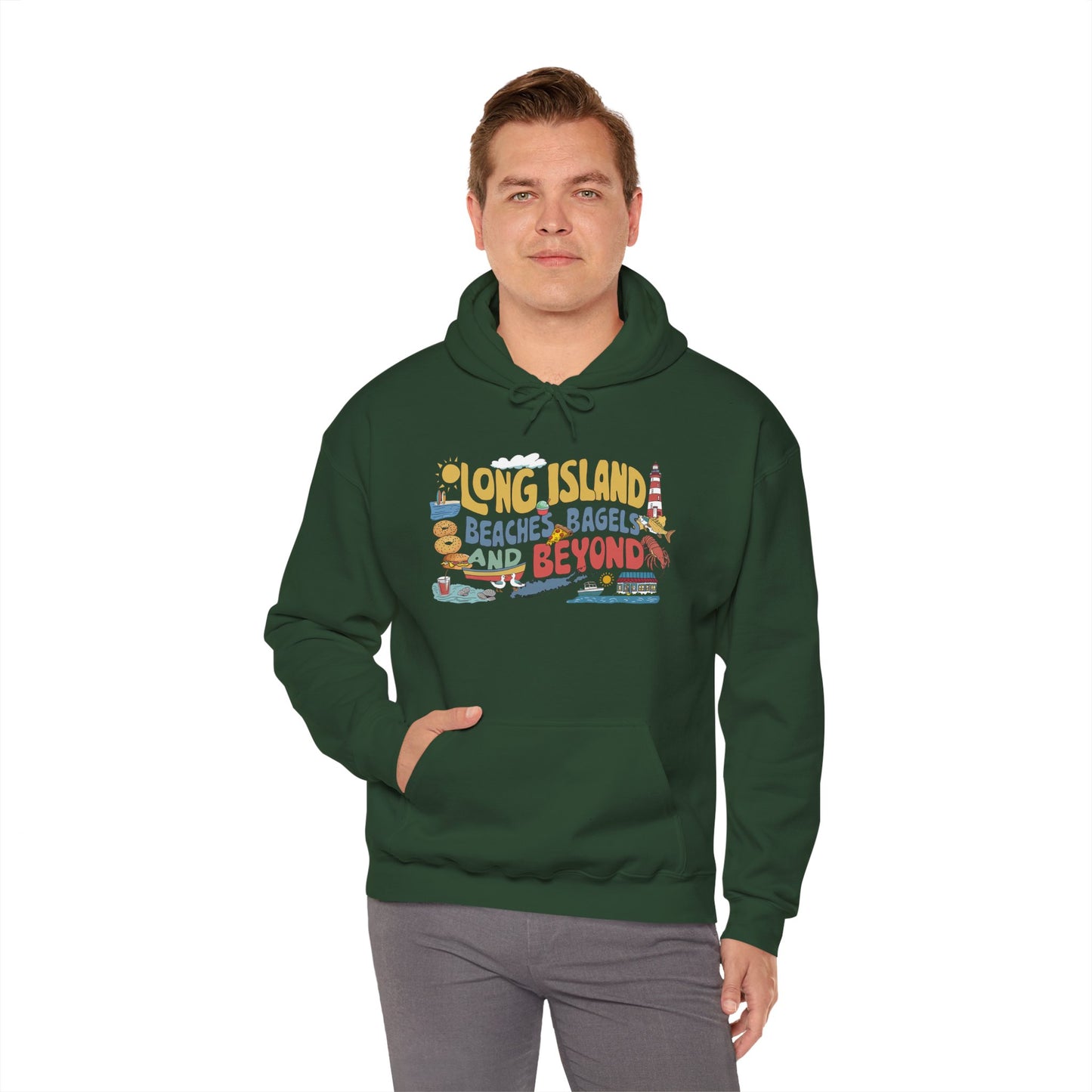What's Up Long Island? Beaches, Bagels and Beyond Graphic Hoodie – Unisex Heavy Blend™