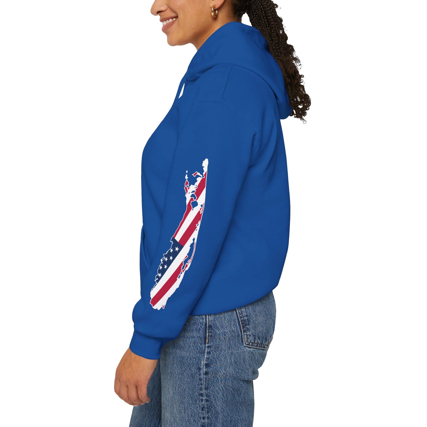 USA What's Up Long Island? Flag Hooded Sweatshirt - Unisex Heavy Blend™