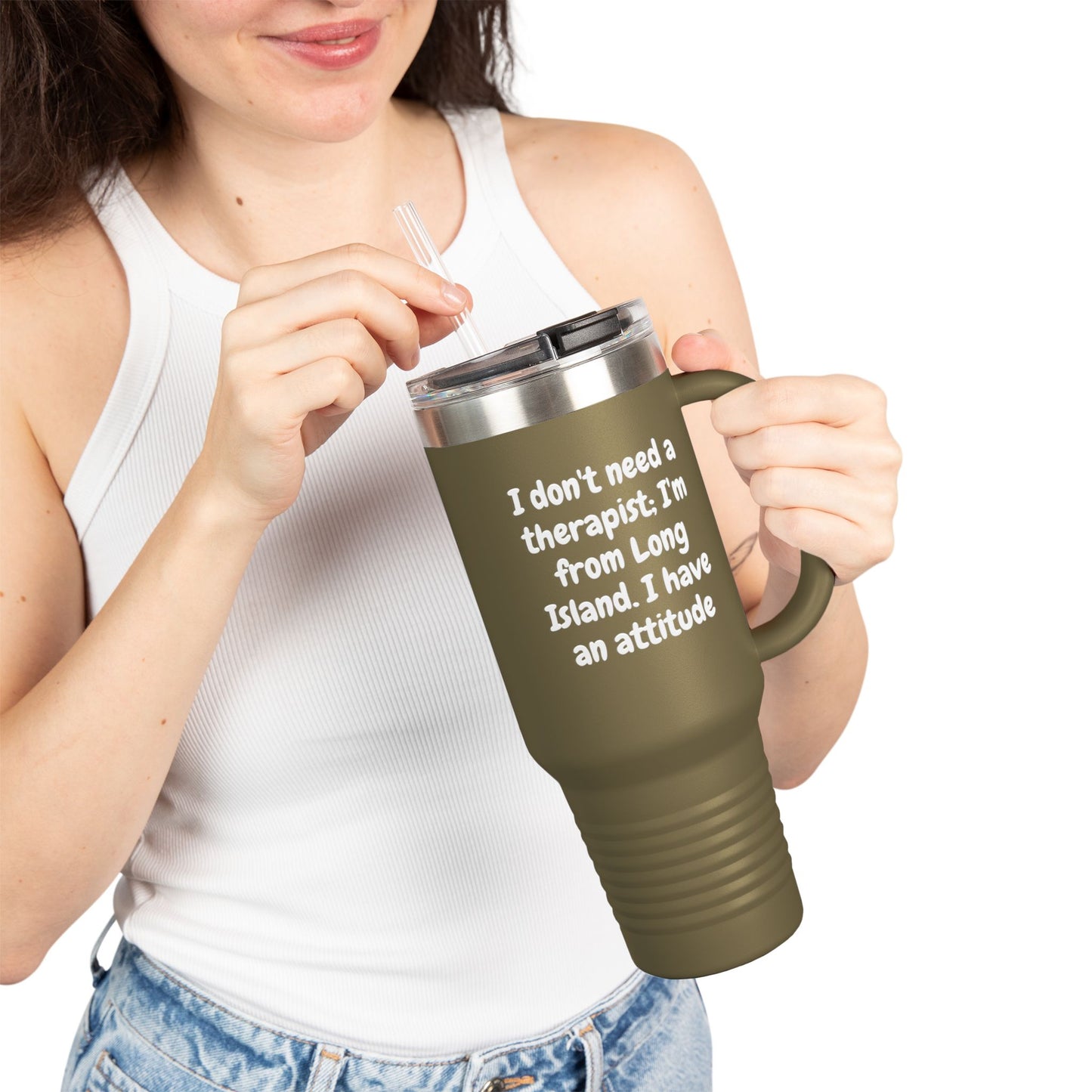 What's Up Long Island? Funny Insulated Travel Mug, 40oz - Perfect Gift for Coffee Lovers, Road Trips, Attitude, Humorous Drinkware, Long Island Pride