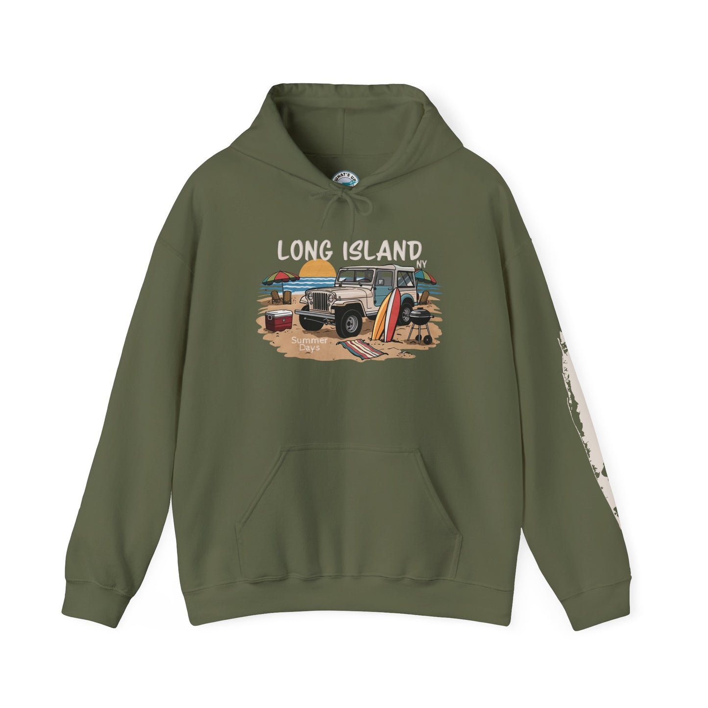 What's Up Long Island? Beach BBQ Graphic Unisex Hooded Sweatshirt