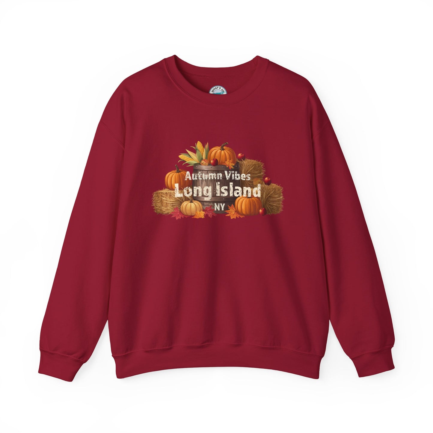 What's Up Long Island? Autumn Vibes Long Island Unisex Crewneck Sweatshirt -Perfect for trips out East on LI
