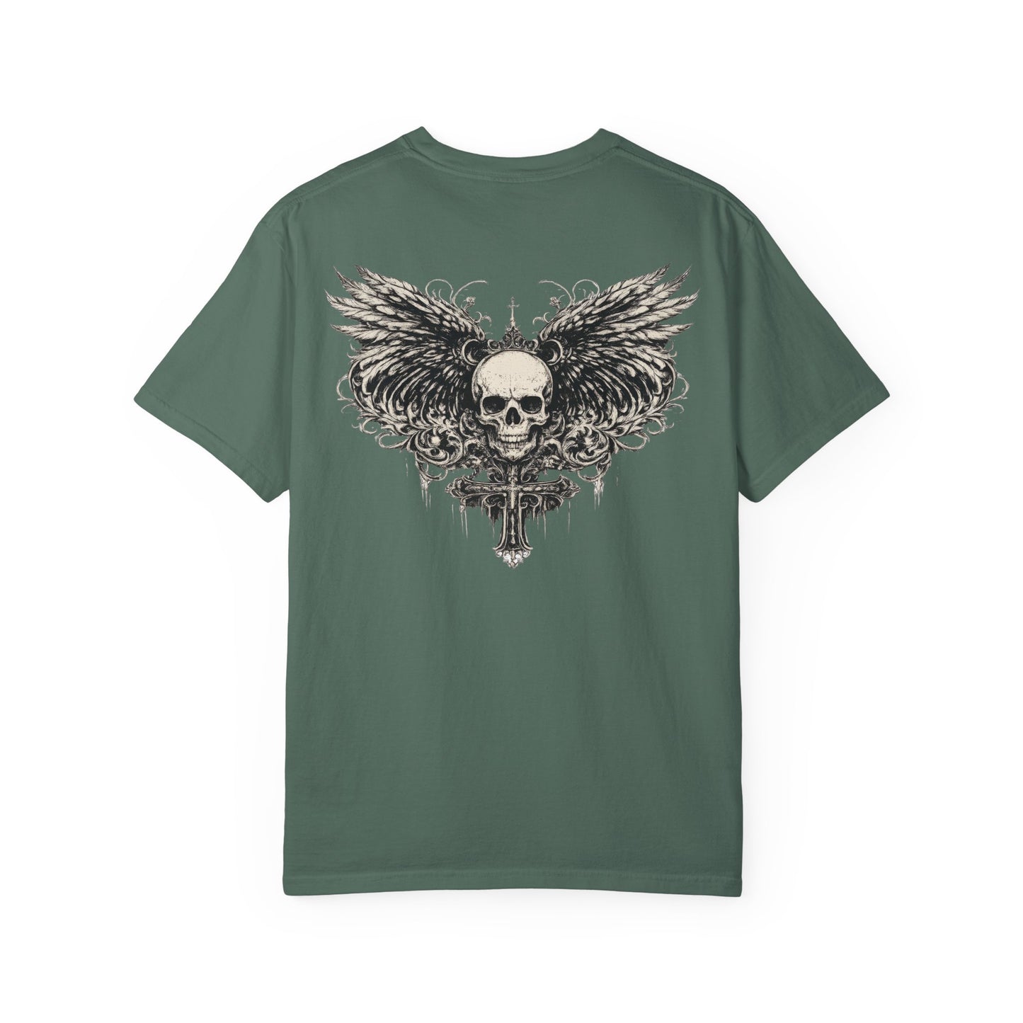 Skull with Wings T-Shirt — Gothic Skull & Sword Graphic Tee