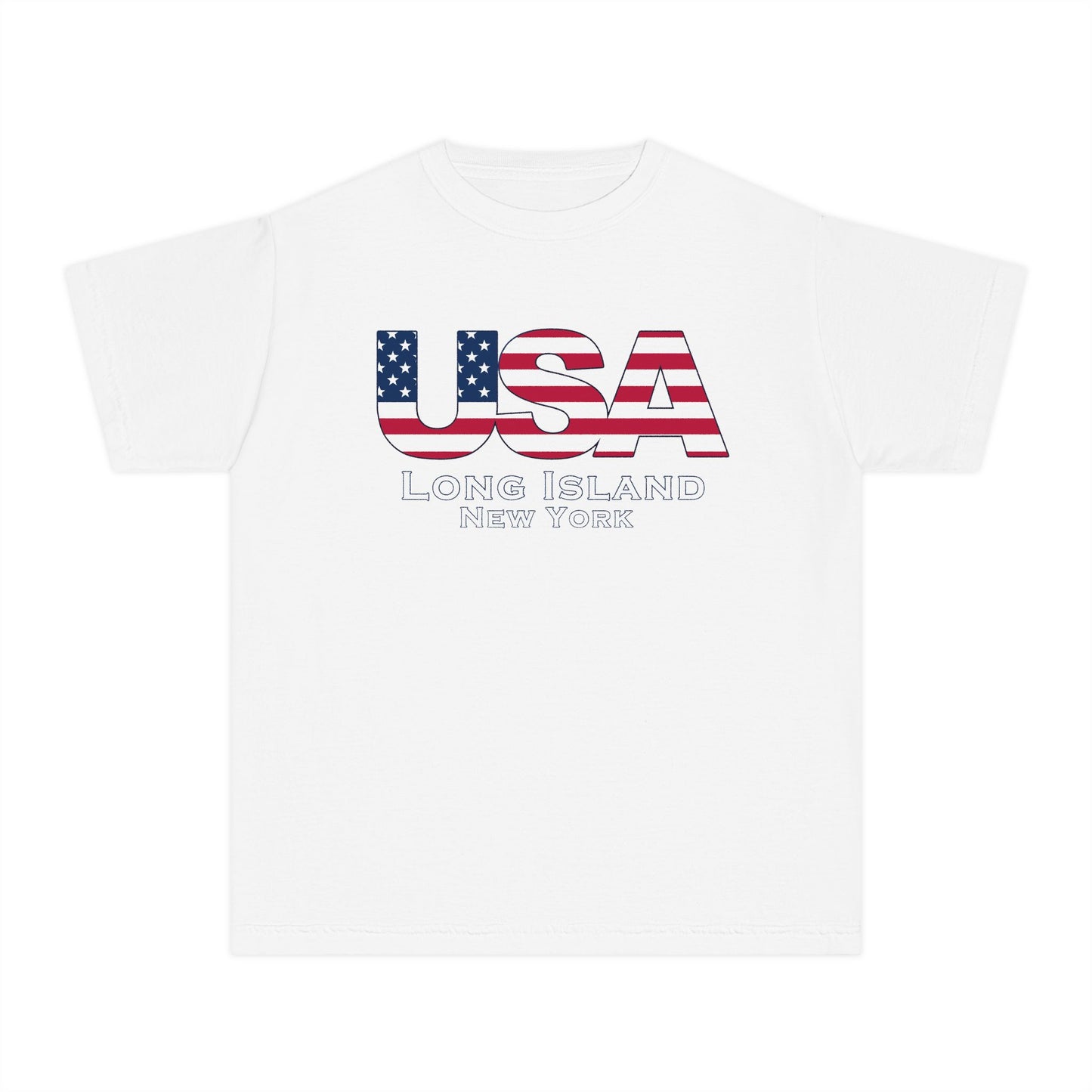 What's Up Long Island? Youth USA Long Island Flag Tee - Perfect for Independence Day, Casual Wear