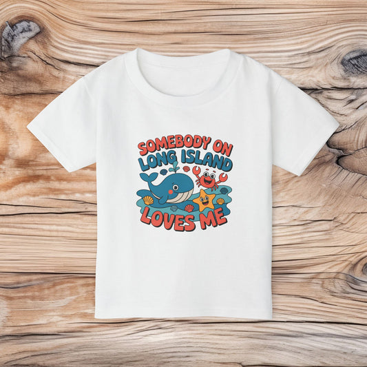 What's Up Long Island? Somebody Loves Me on Long Island - Toddler T-shirt, Cute Kids Shirt, Child's Birthday Gift, Summer Apparel, Family Vacation Clothing