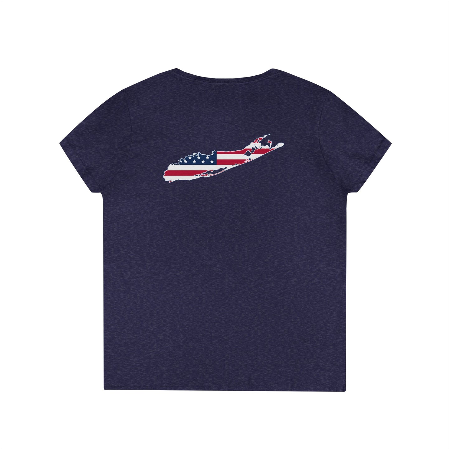 USA What's Up Long Island? Ladies' V-Neck T-Shirt | Patriotic Top, Summer Wear, Travel Tee, Gift for Her, Independence Day