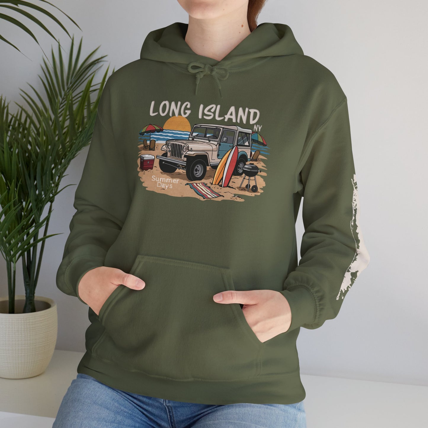 What's Up Long Island? Beach BBQ Graphic Unisex Hooded Sweatshirt