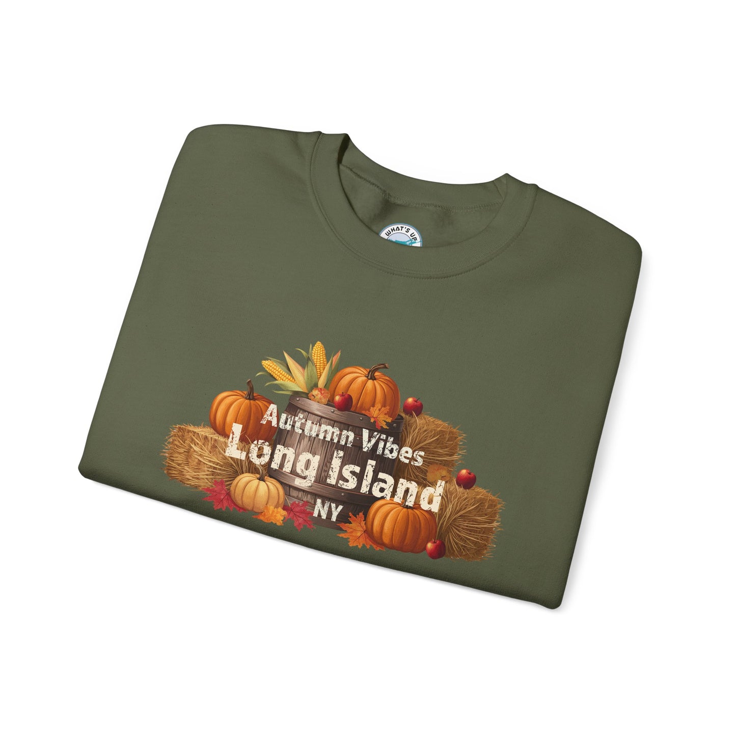 What's Up Long Island? Autumn Vibes Long Island Unisex Crewneck Sweatshirt -Perfect for trips out East on LI