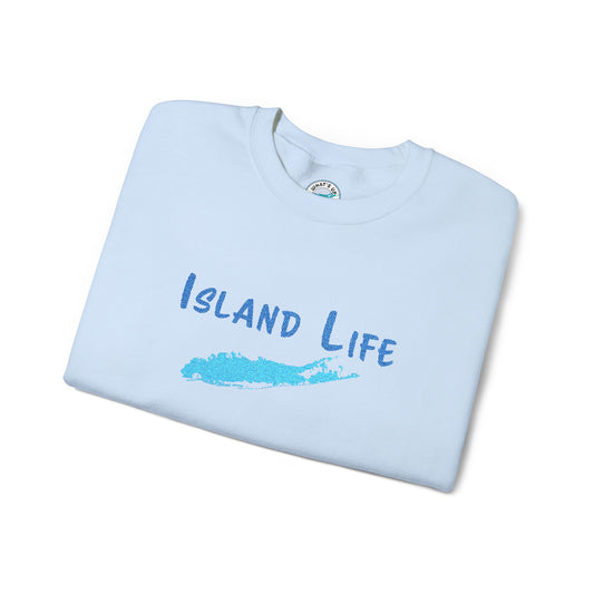 Embroidered Island Life - What's Up Long Island? Unisex Heavy Blend™ Crewneck Sweatshirt
