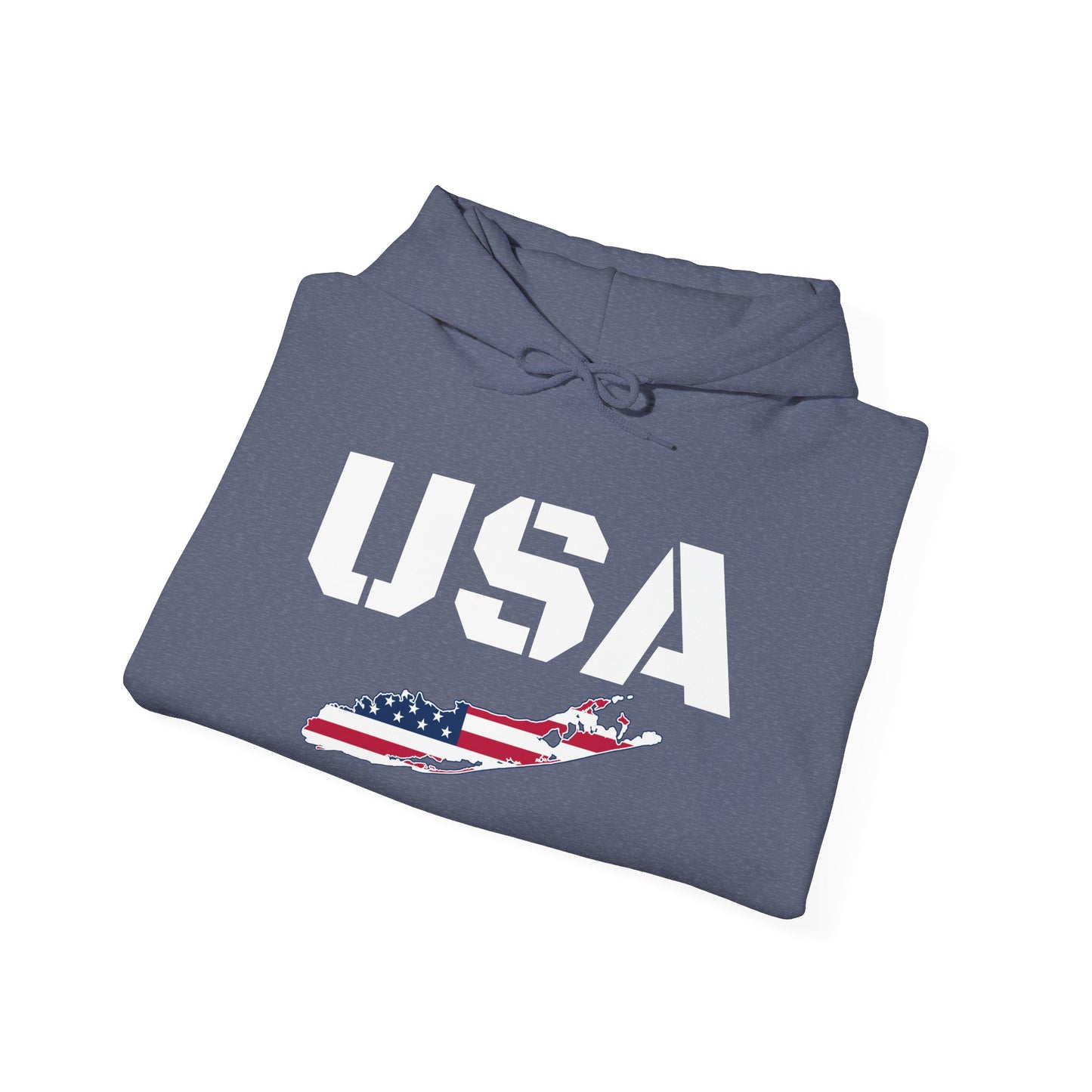 Patriotic Unisex Hooded Sweatshirt | Cozy USA What's Up Long Island? Flag Hoodie | Perfect for Independence Day