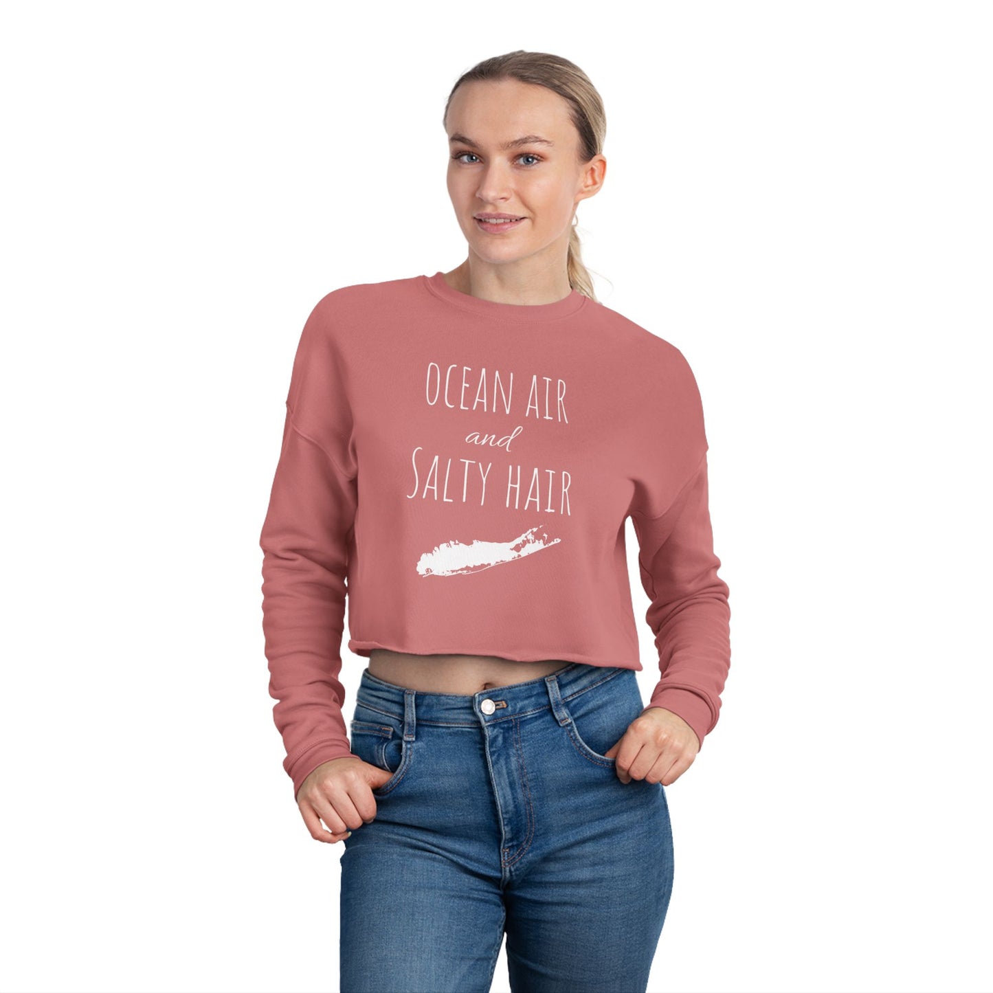 What's Up Long Island? Ocean-Inspired Cropped Sweatshirt, Perfect for Beach Lovers, Casual Wear, Summer Vibes
