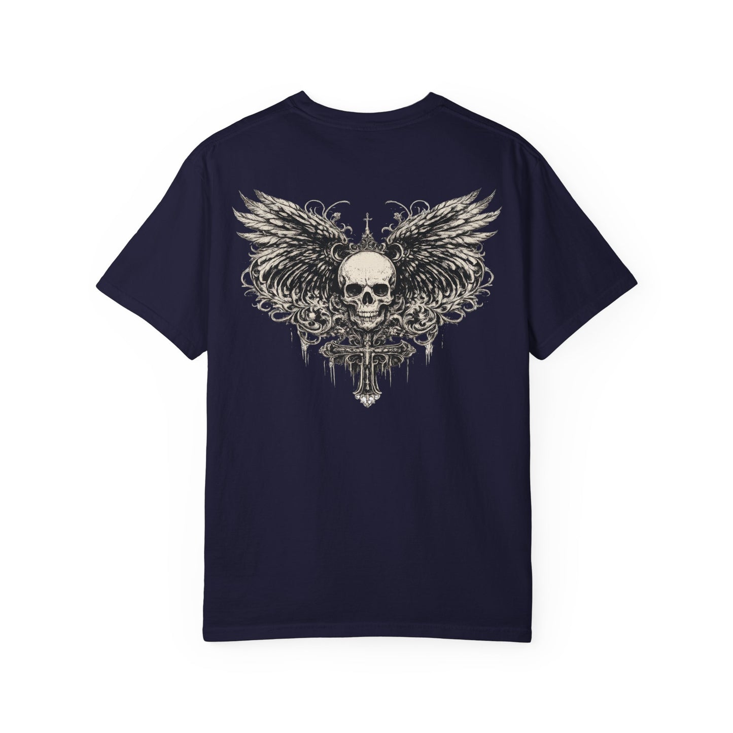 Skull with Wings T-Shirt — Gothic Skull & Sword Graphic Tee