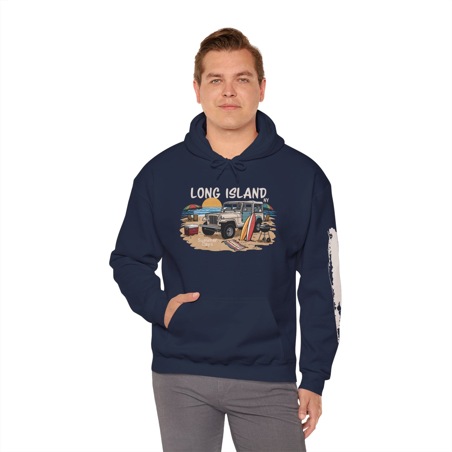 What's Up Long Island? Beach BBQ Graphic Unisex Hooded Sweatshirt