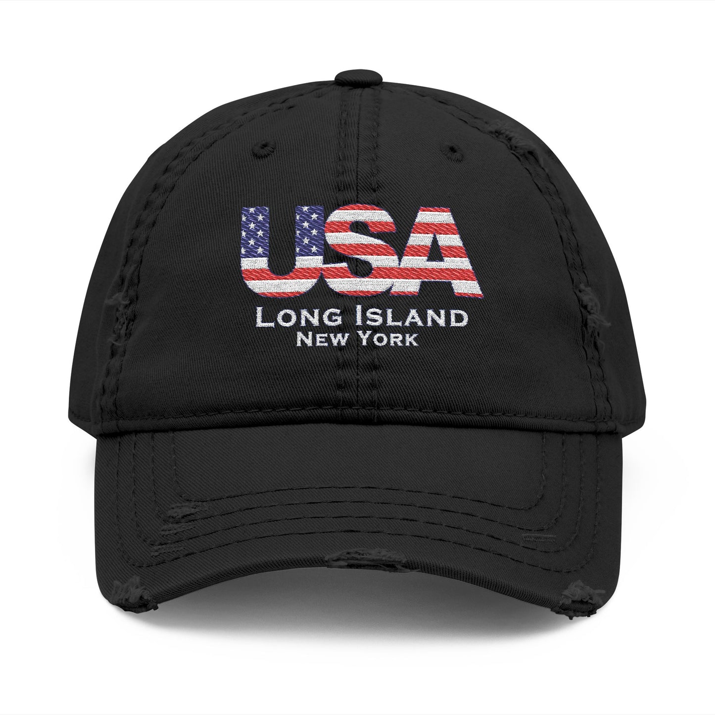 What's Up Long Island? USA Embroidered Distressed Hat