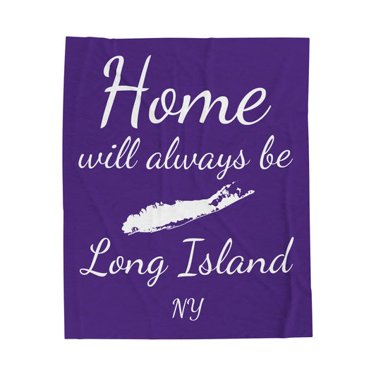 What's Up Long Island? Home will always be Long Island NY - Purple Velveteen Blanket