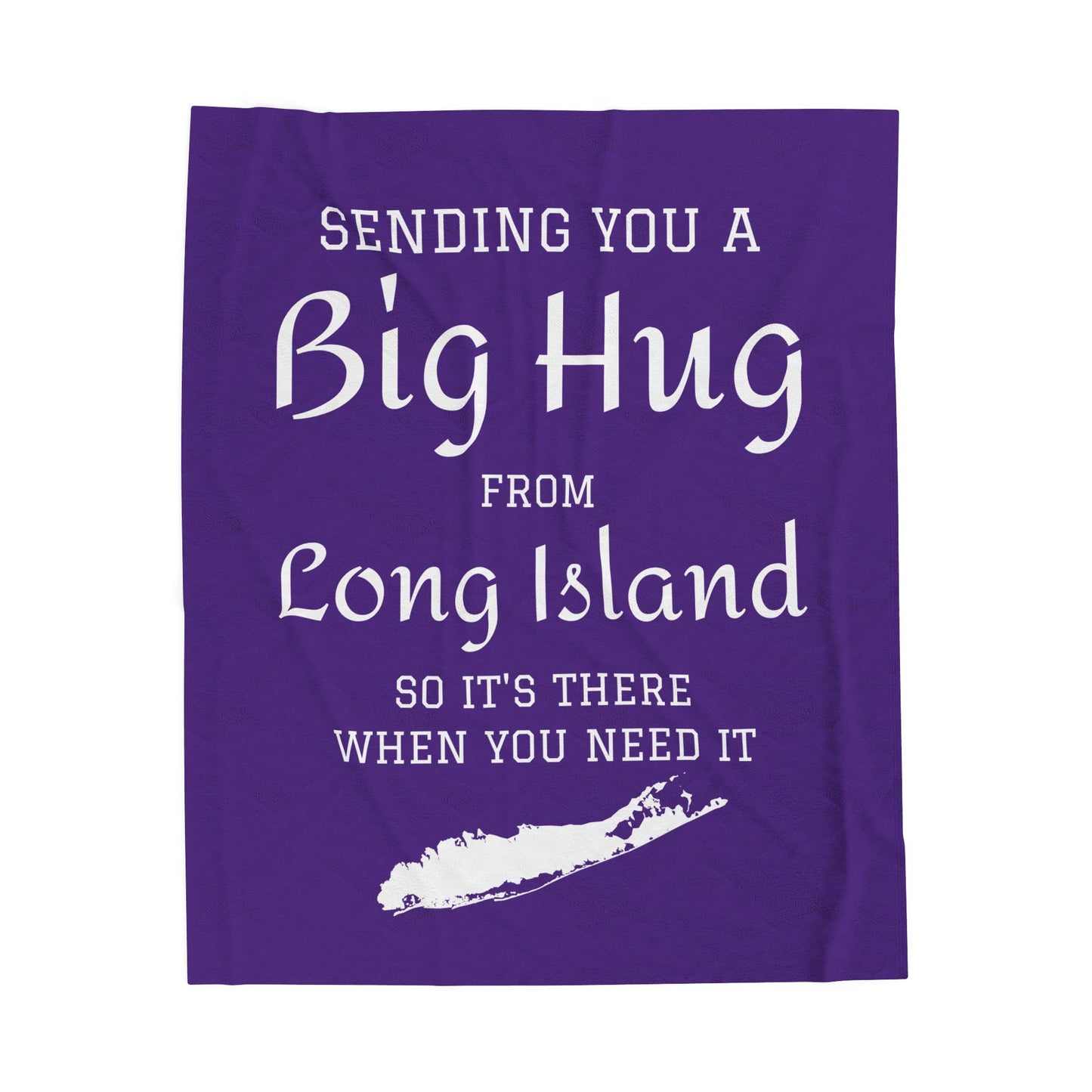 Sending You a Big Hug from Long Island- Purple Big Hug Velveteen Plush Blanket - What's Up Long Island?