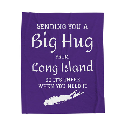 Sending You a Big Hug from Long Island- Purple Big Hug Velveteen Plush Blanket - What's Up Long Island?
