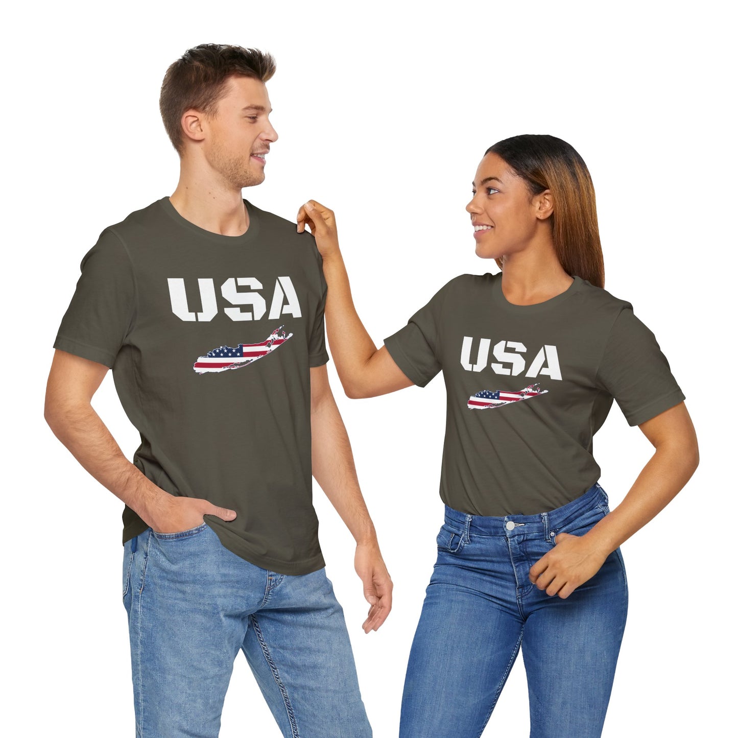 USA What's Up Long Island? Flag Graphic Unisex Jersey Tee - Perfect for Patriotic Occasions