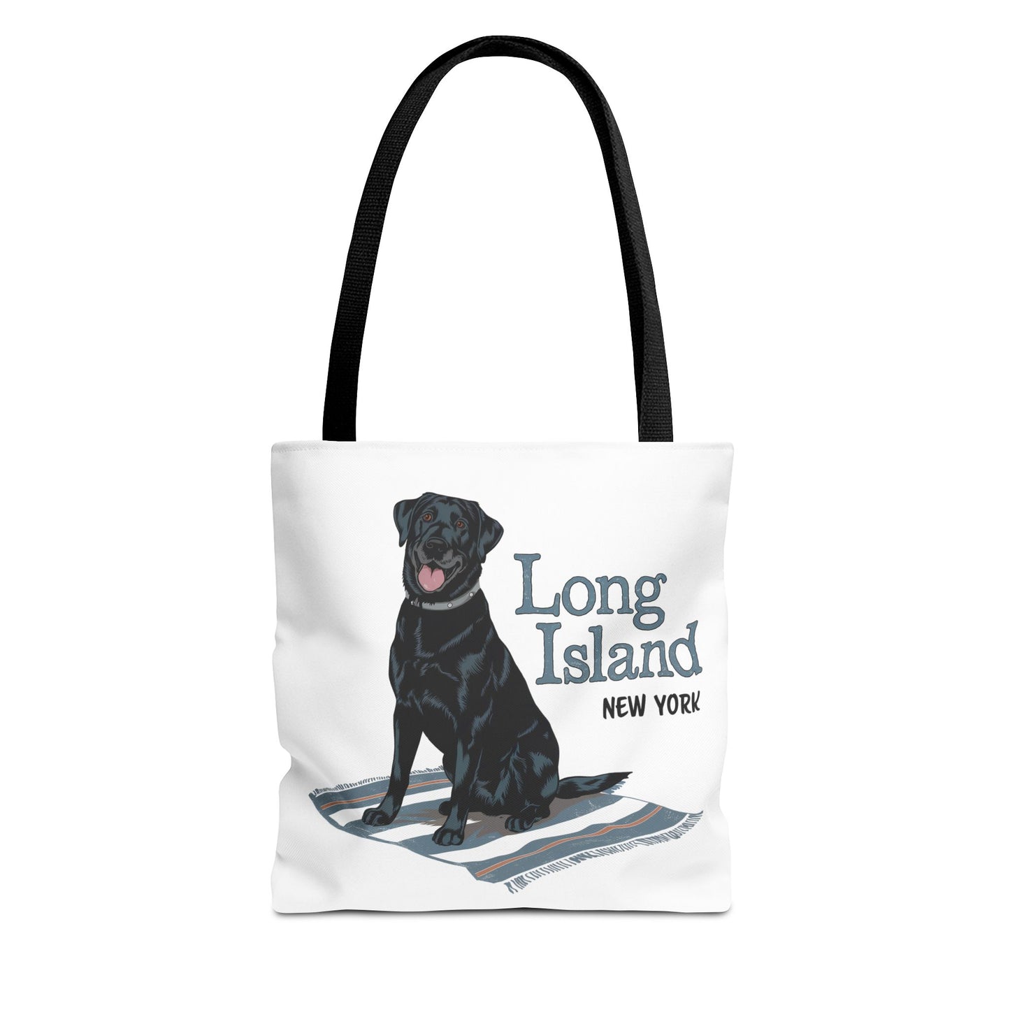 What's Up Long Island? Black Labrador Tote Bag – Perfect for Dog Lovers and Beach Days