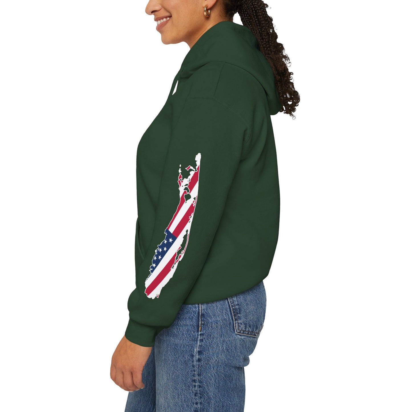 USA What's Up Long Island? Flag Hooded Sweatshirt - Unisex Heavy Blend™