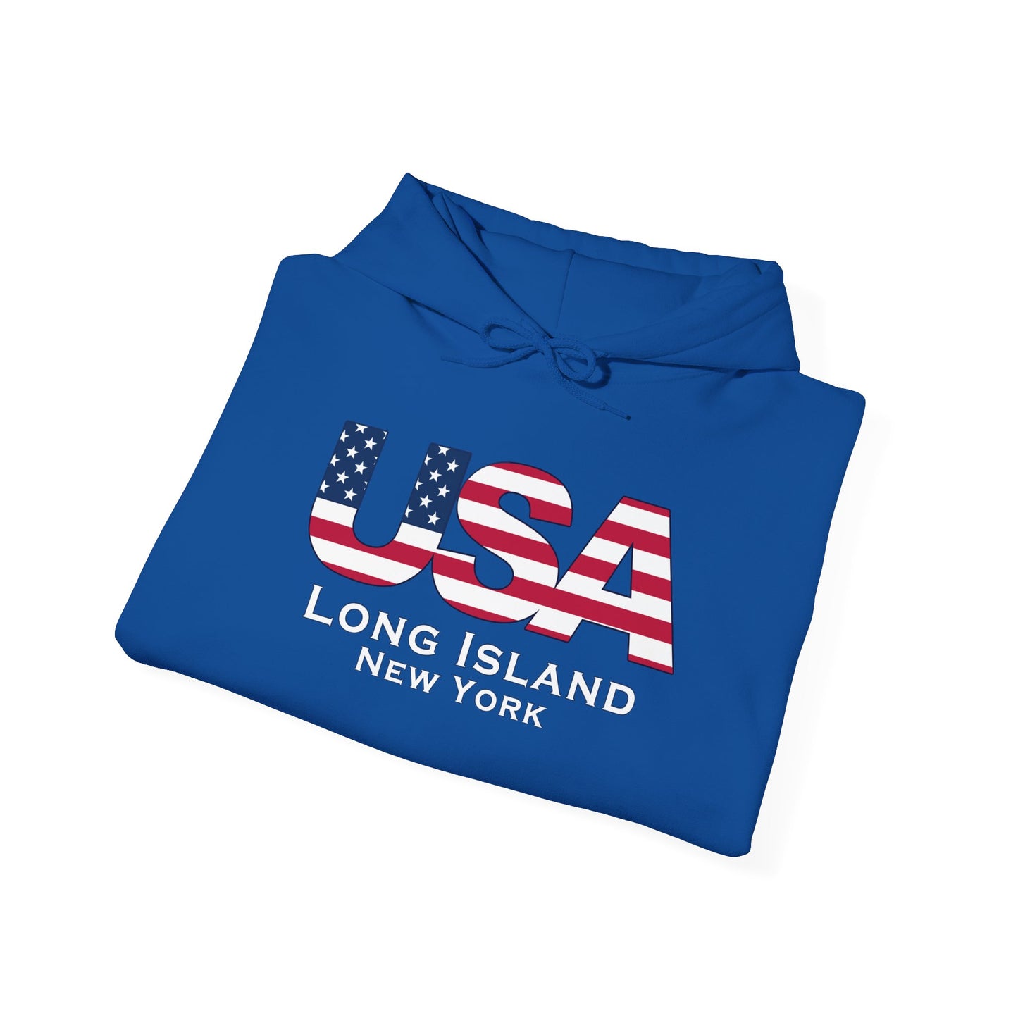 USA What's Up Long Island? Flag Hooded Sweatshirt - Unisex Heavy Blend™