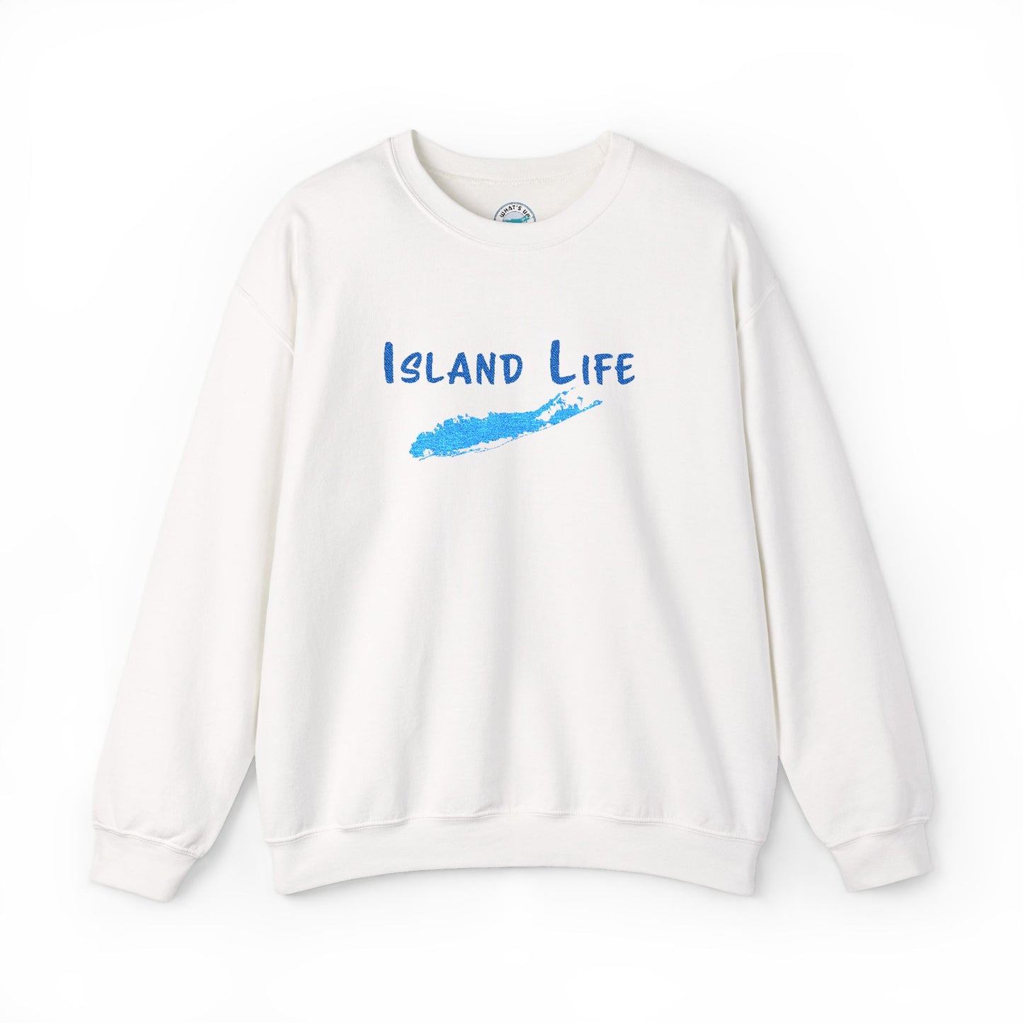 Embroidered Island Life - What's Up Long Island? Unisex Heavy Blend™ Crewneck Sweatshirt