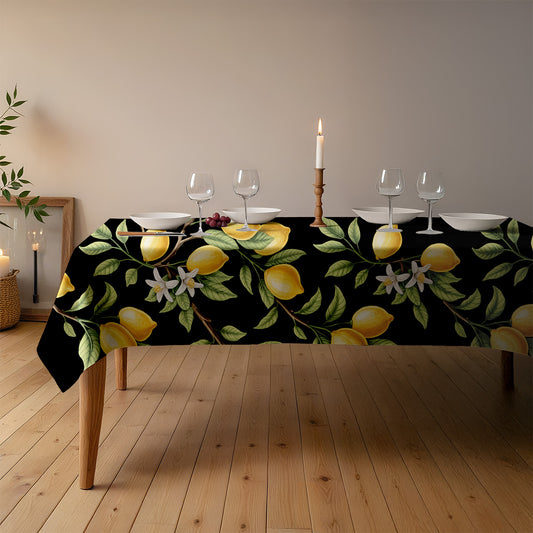 Lemon Blossom Tablecloth - 58 x 58 or 58 x 102 -Elegant Dining Decor, Home Decoration, Kitchen Table Cover, Fruit-Themed Party