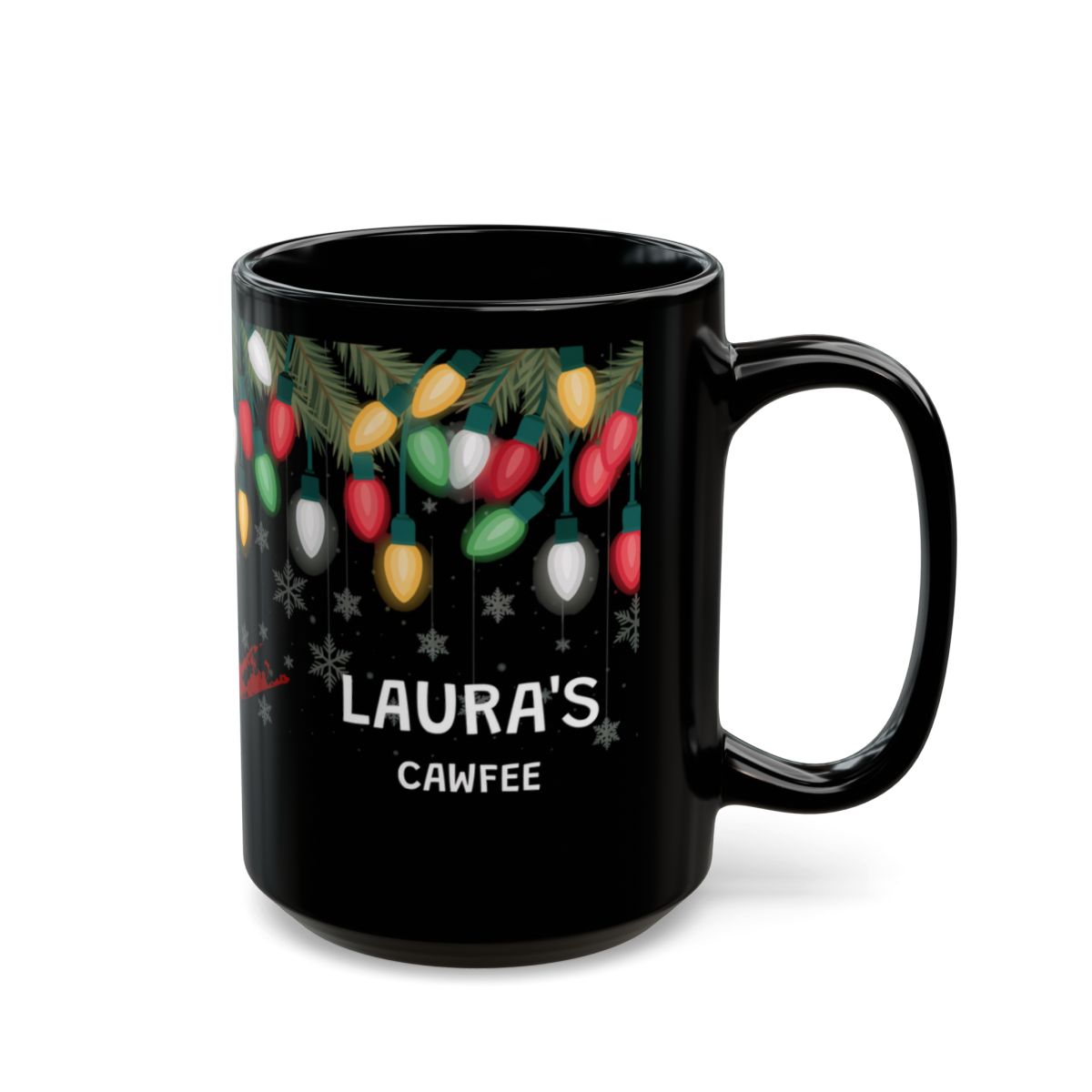 What's Up Long Island? Personalized [Any Name] Cawfee Holiday Lights Mug Black Mug (11oz, 15oz), Holiday gift, office gift