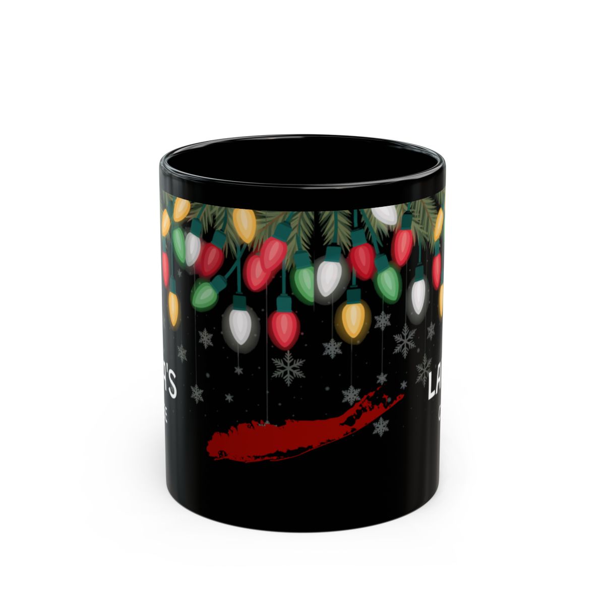 What's Up Long Island? Personalized [Any Name] Cawfee Holiday Lights Mug Black Mug (11oz, 15oz), Holiday gift, office gift
