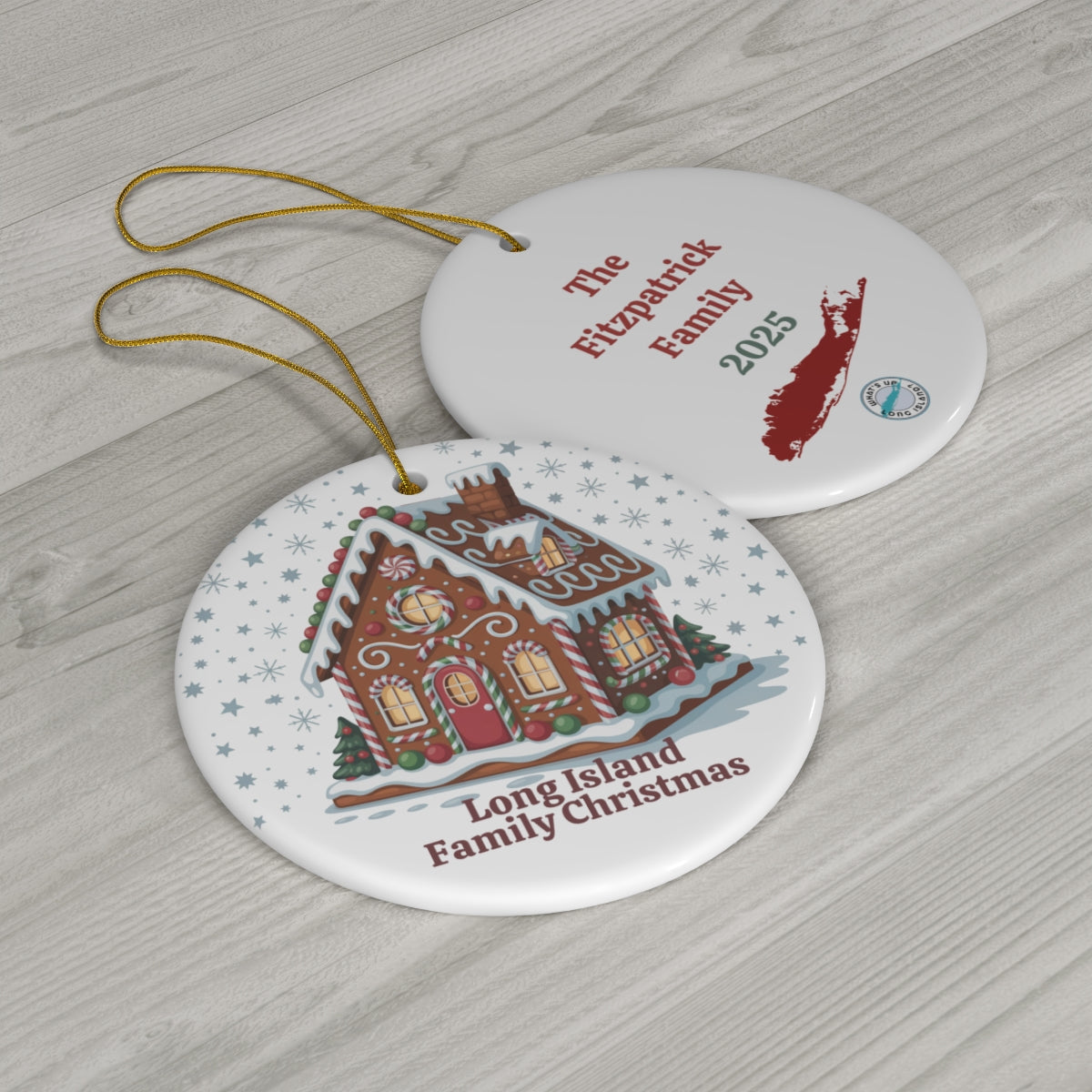 What's Up Long Island? Family Christmas Gingerbread House Ornament – Personalized Year & Family Name