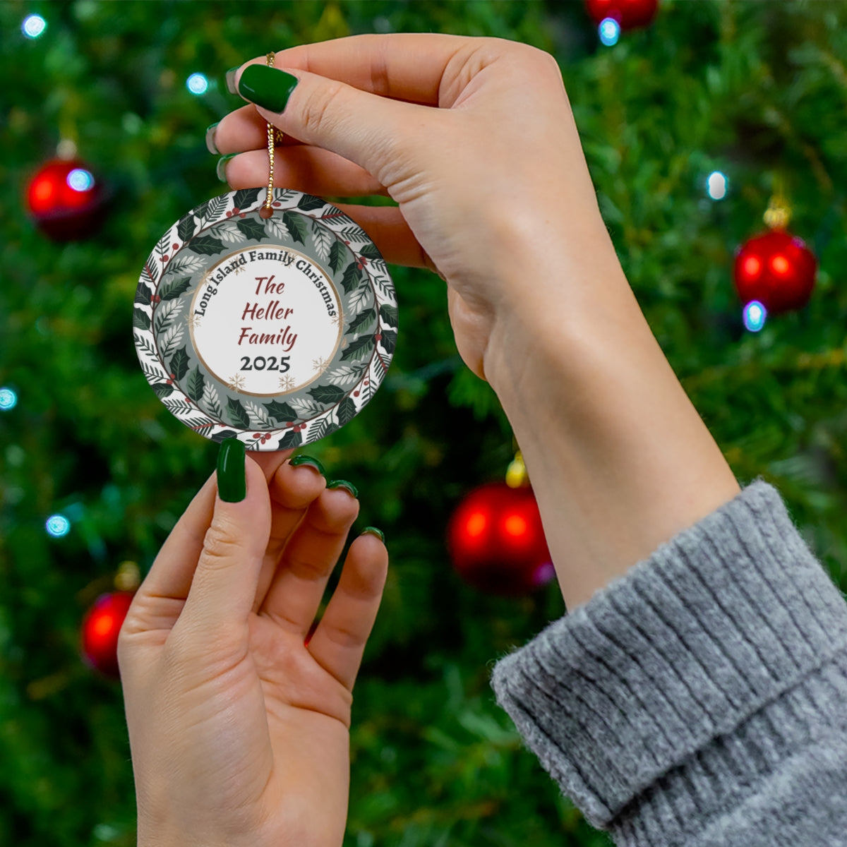 What's Up Long Island? Family Christmas on Long Island Personalized Ornament Ceramic Ornament