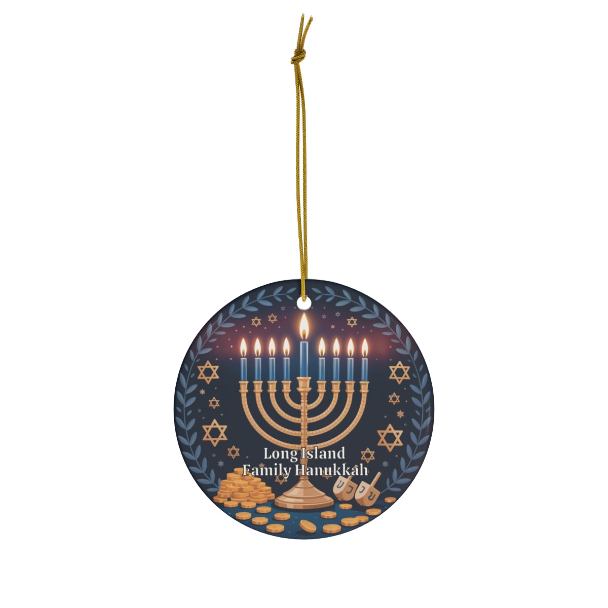 What's Up Long Island? Family Hanukkah Menorah Ornament – Personalized Year & Family Name