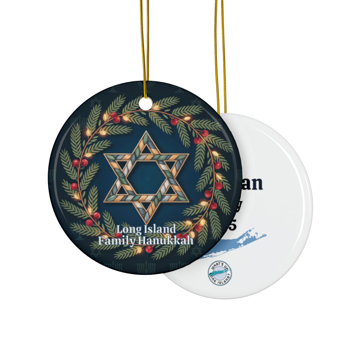 What's Up Long Island? Family Hanukkah Star of David Ornament – Personalized Year & Family Name