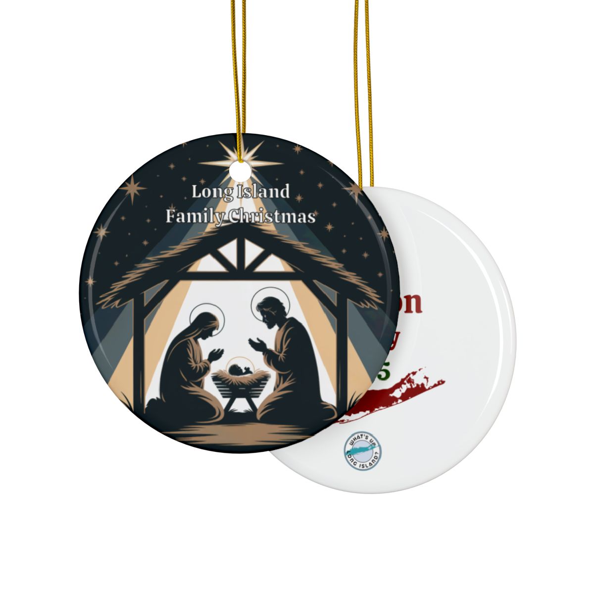 What's Up Long Island? Family Christmas Nativity Ornament – Personalized Year & Family Name