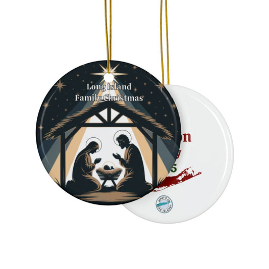 What's Up Long Island? Family Christmas Nativity Ornament – Personalized Year & Family Name