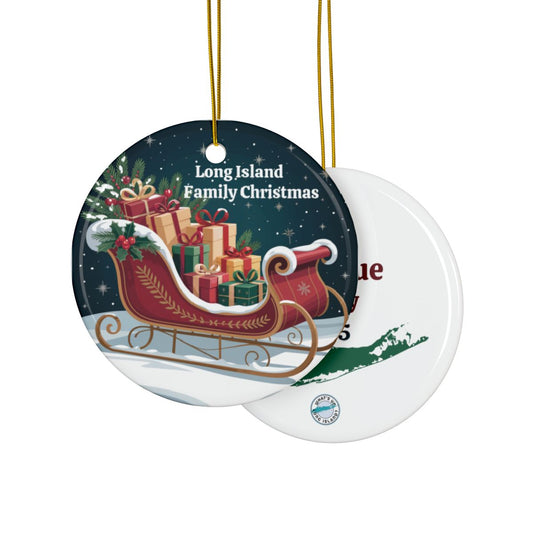 What's Up Long Island? Family Christmas Sleigh Ornament – Personalized Year & Family Name