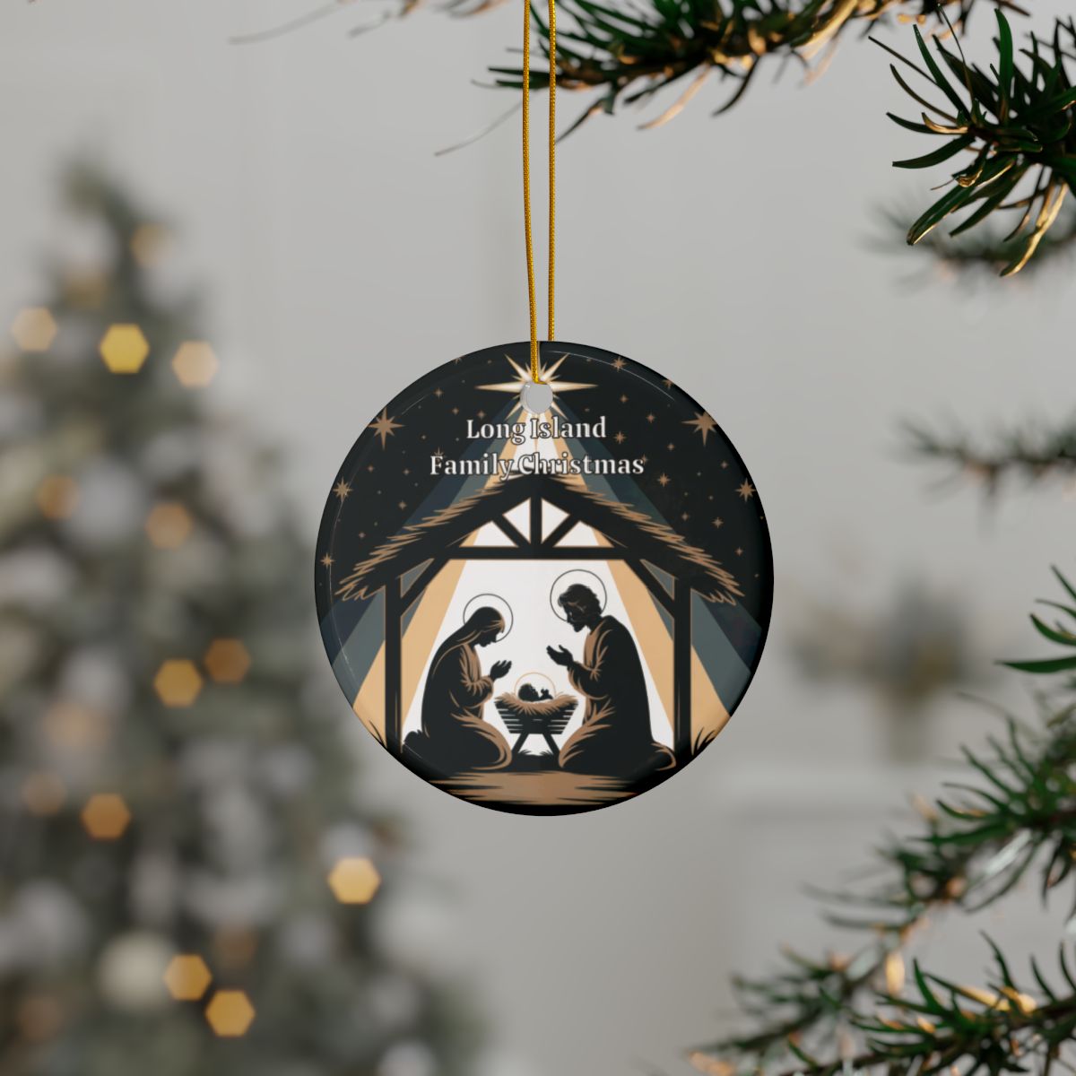 What's Up Long Island? Family Christmas Nativity Ornament – Personalized Year & Family Name