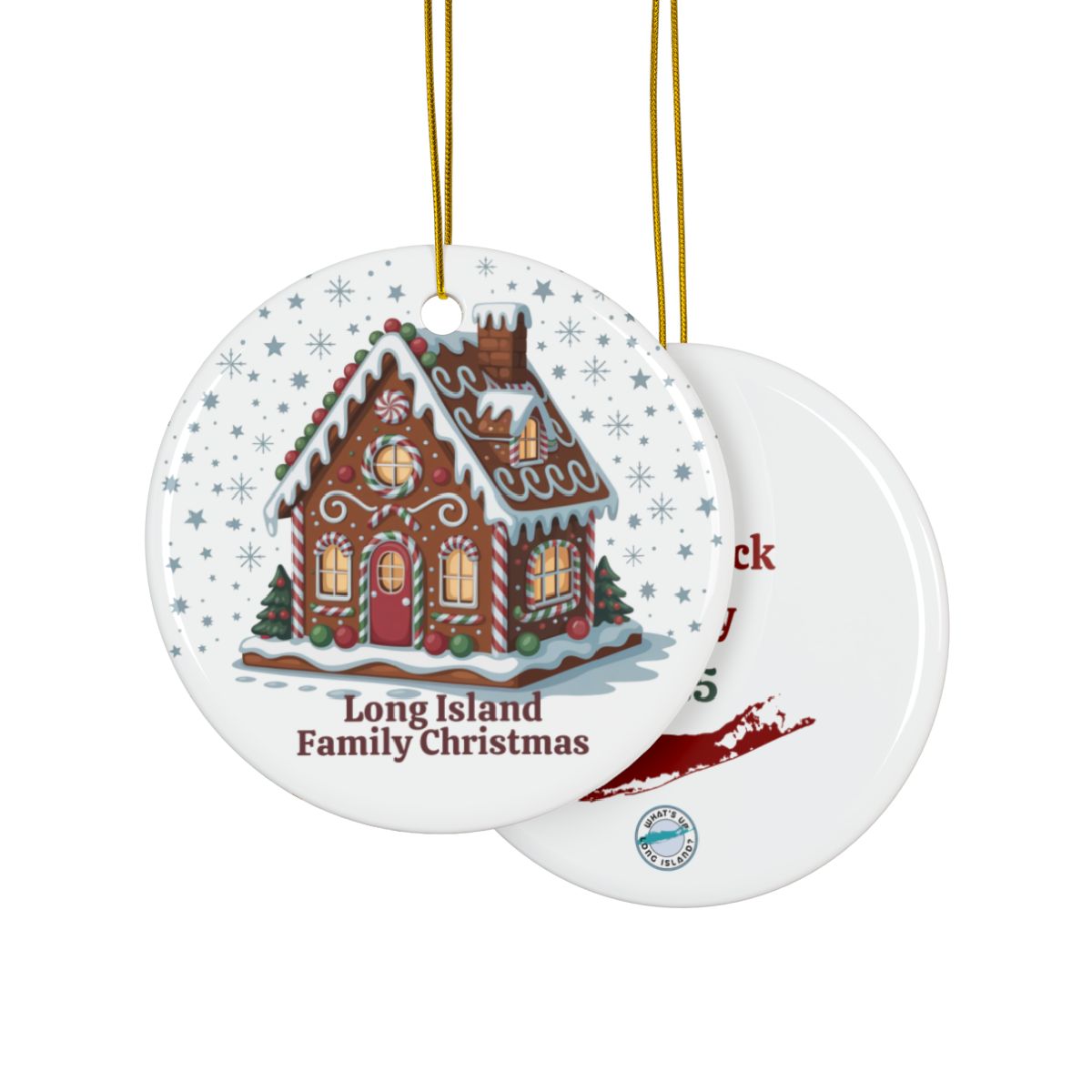 What's Up Long Island? Family Christmas Gingerbread House Ornament – Personalized Year & Family Name