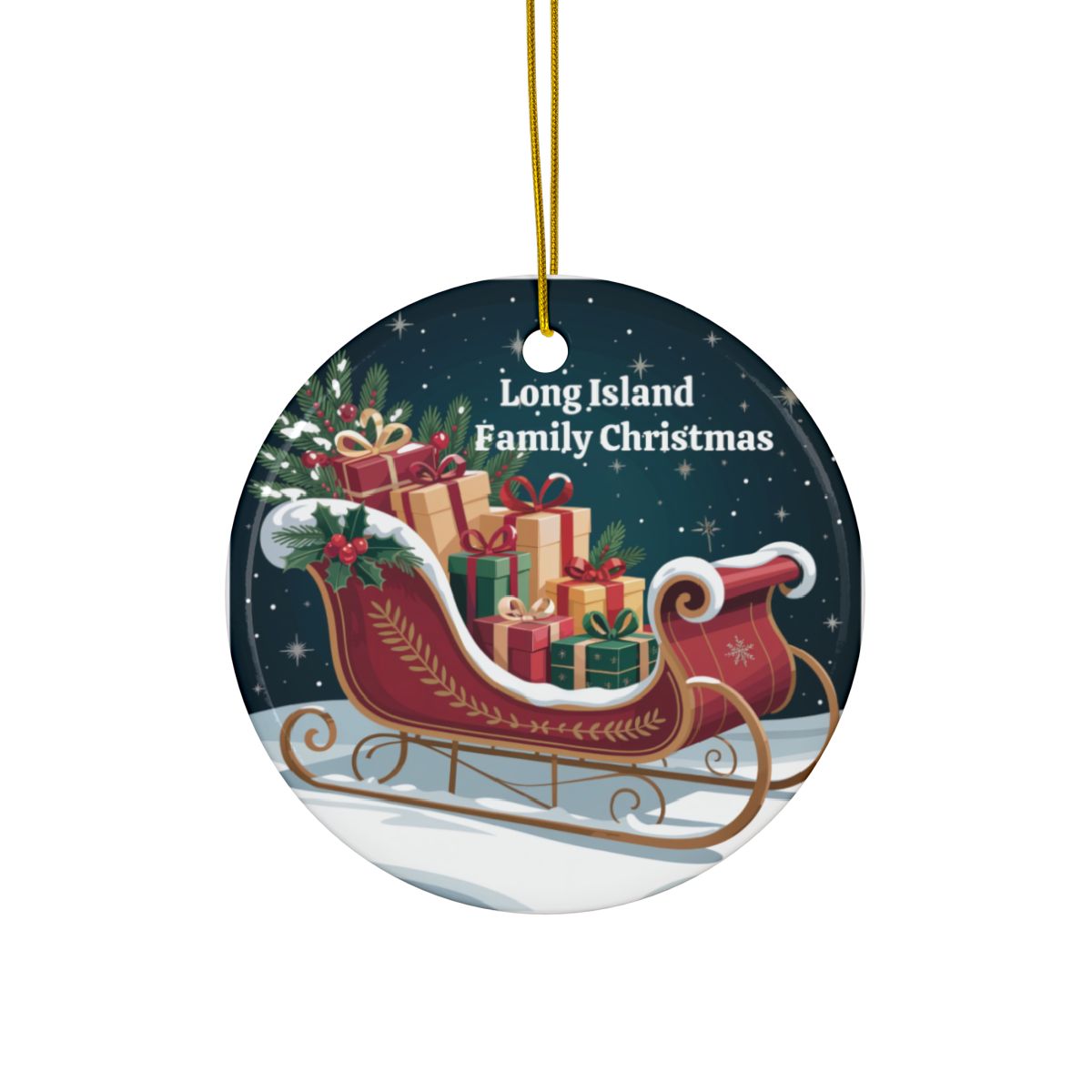 What's Up Long Island? Family Christmas Sleigh Ornament – Personalized Year & Family Name