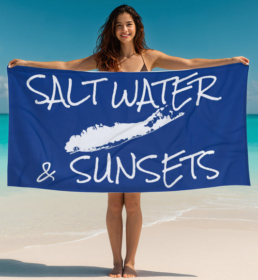 What's Up Long Island? 6 Colors Salt Water & Sunsets Beach Towel — Coastal Design