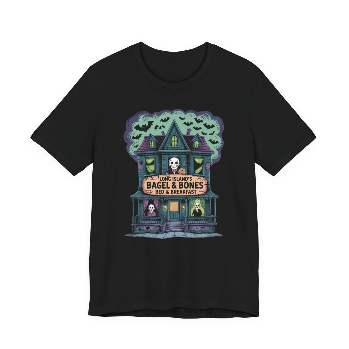 What's Up Long Island? Haunted Bagel & Bones Bed & Breakfast T-Shirt