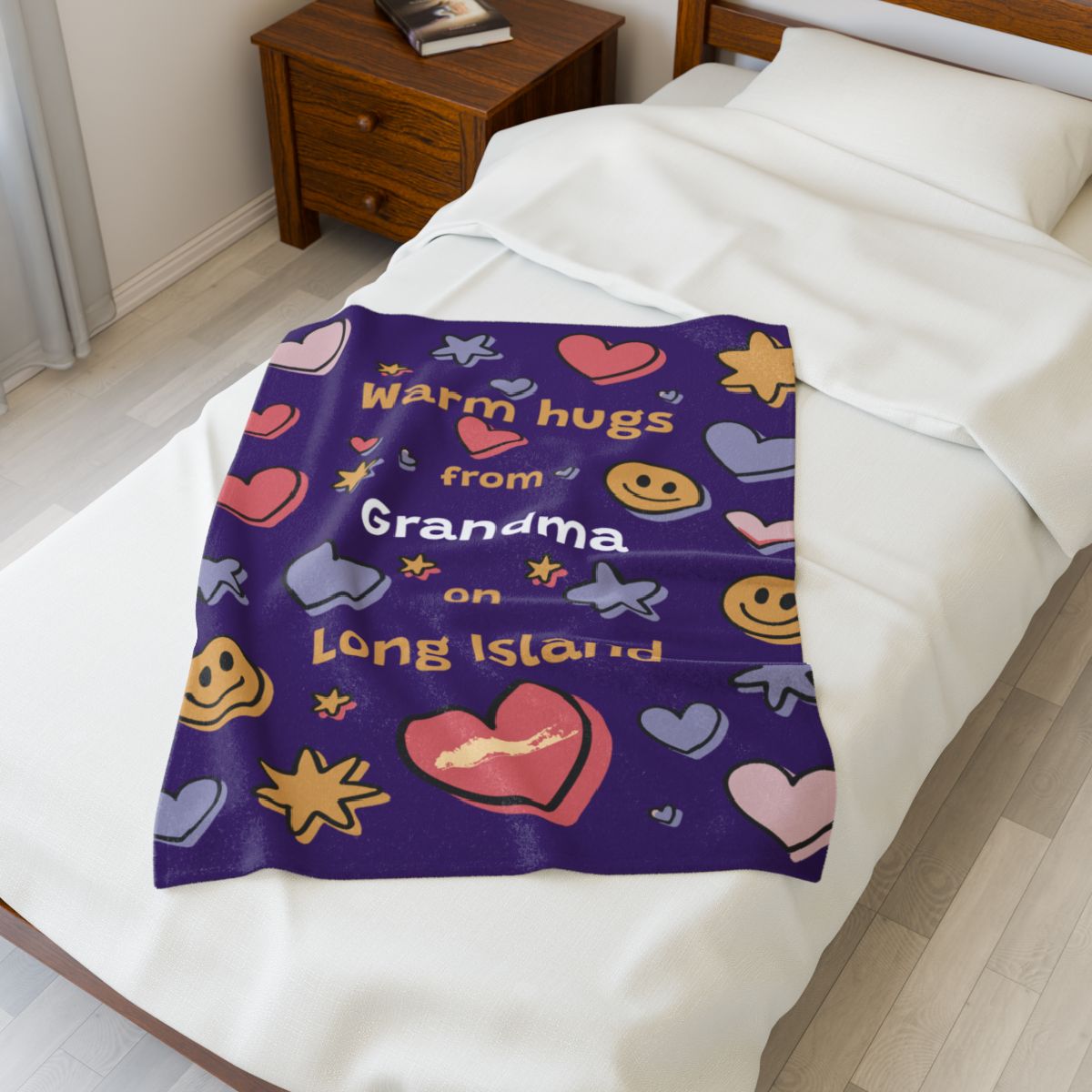 PERSONALIZED - What's Up Long Island? Purple Warm Hugs Cozy Velveteen Blanket 30x 40", Gift for Loved Ones, Gift for a Child